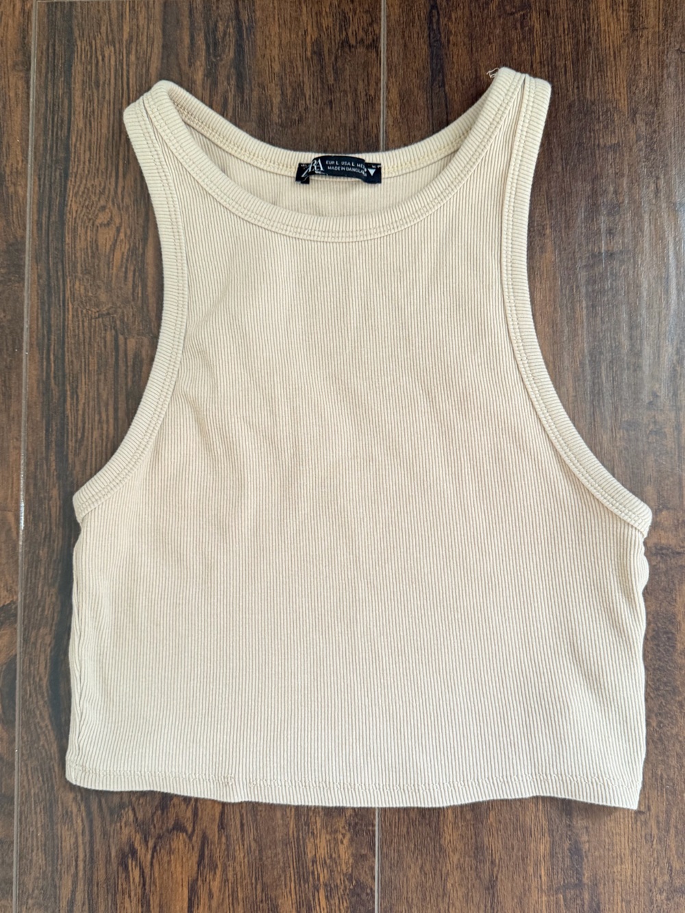 ZARA - Cream Ribbed Crop Top